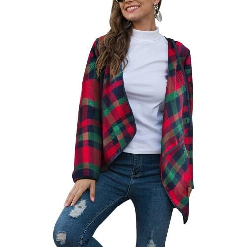 2020 Sweet Plaid Woolen Shirt Jackets Women Fashion Pockets Check Jacket Cute Girls Chic Coat Streetwear With straps
