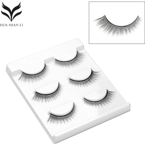 3 Pairs False Eyelashes Hand Made Natural Long Fake Eyelashes Winged False Eyelashes Beauty Cosmetic Faux Cils