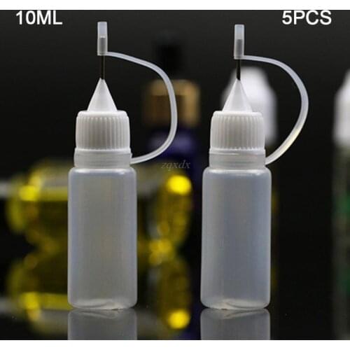 5 X10ml Empty Plastic Squeeze Liquid Dropper Bottle With Metal Needle Drop Ship
