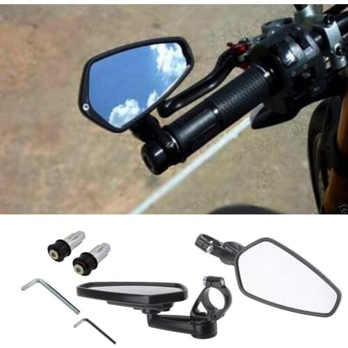 7/8' Handle Bar End Motorcycle Rearview Mirror Rear View Mirror 360Degree Swivel