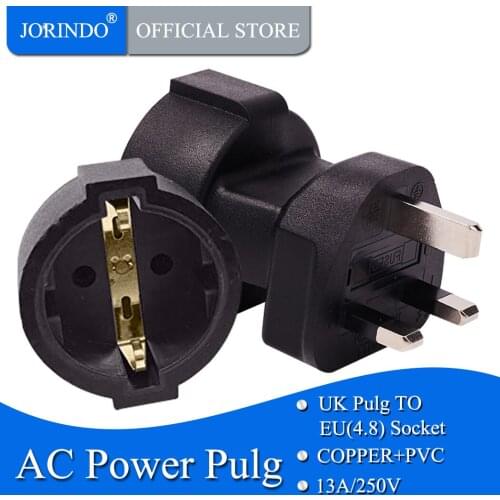 JORINDO UK TO EU,UK Germany Socket AC Power Adapter European French Wire Connector Converter Male To Female Conversion Plug