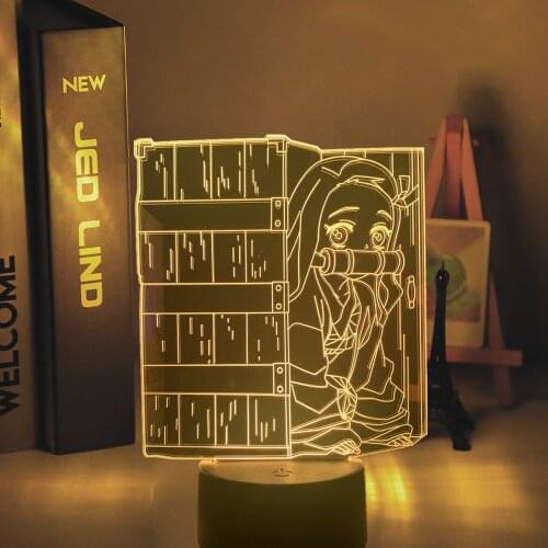 Acrylic Led Night Lamp Anime demon slayer kimetsu no yaiba Nezuko Kamado for Bedroom Decorative Birthday Gift 3d Table Light