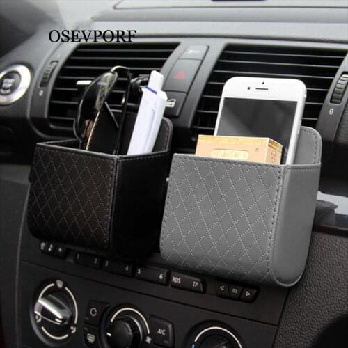 PU Leather Car Phone Holder Organizer Storage Box Bag Car Air Vent Phone Holder Dashboard Hanging Holder Voiture Accessories 11