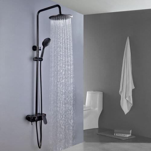Black Shower Sets Bathroom Shower Faucet Cold And Hot Mixer Tap Brass Chrome Faucet Shower System Waterfall Shower