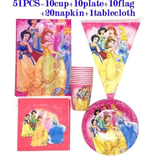 Disney Princess Party Supplies Snow White Banner Paper Cup Napkin Plates Baby Girl Shower Birthday Anniversary Party Decoration