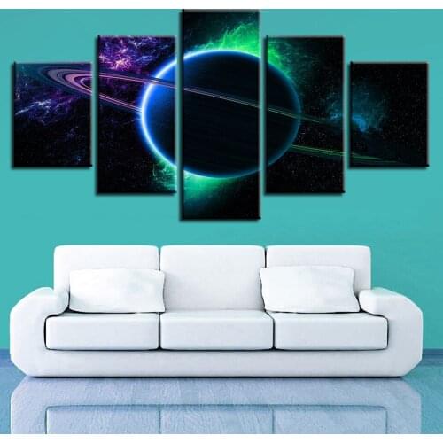 Hot Sale Modular Paintings Cuadros Canvas Wall Art Pictures Decoration 5 Pieces Cosmic Planet Earth HD Printed Landscape Poster