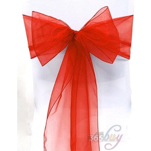 [ Fly Eagle ] 10PCS Organza Chair Sashes Bow Wedding Party Cover Banquet cover sashes #10 Red