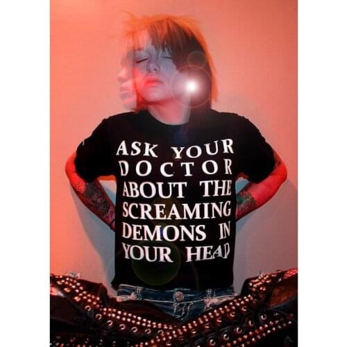 Screaming Demons gothic t-shirt women 100% Cotton funny quote grunge O-Neck street style hipster Fashion unisex tee top tshirt