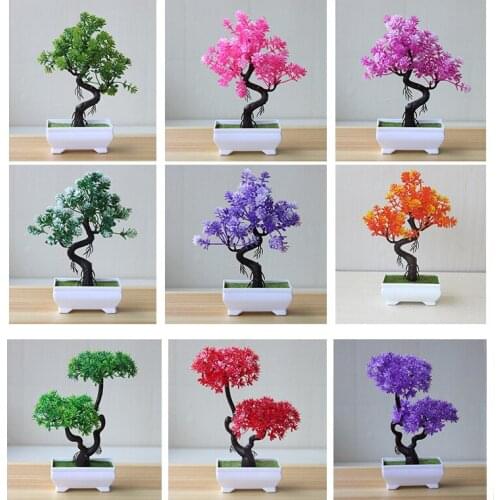 Artificial Plants Potted Bonsai Decorative Green Small Trees Fake Flowers Party Office Table Ornament For Home Garden Decoration