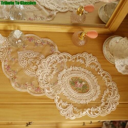 1Pcs for Dining Table Embroidery Craft Placemat European Style Lace Fabric Insulation Plate Mat Anti-scald Coaster 2Color
