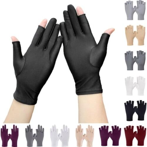 Summer Ice Silk Stretch Thin Half-finger Gloves Sunscreen Gloves Sun Protection Gloves