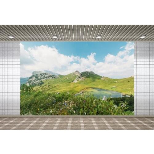 Lyavshi Mountain Top Cloudy Blue Sky Lake Green Grass Scenic Photography Backgrounds Photographic Backdrops For Photo Studio