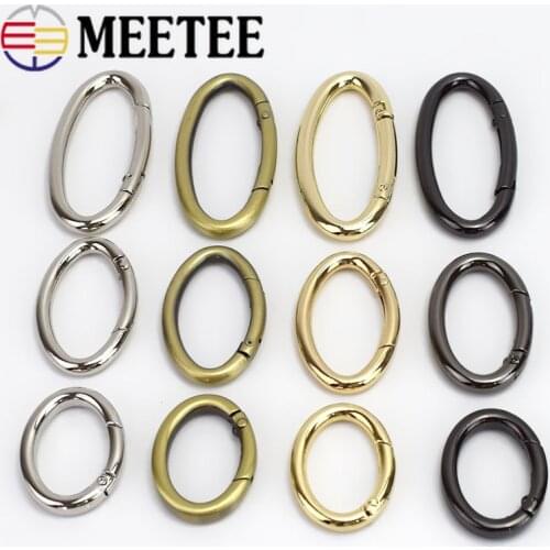 10pcs Meetee Metal Oval Spring O Ring Buckles 28/37/54mm Openable Keyring Dog Snap Trigger Clasp Clip Bag Belt Leather Craft