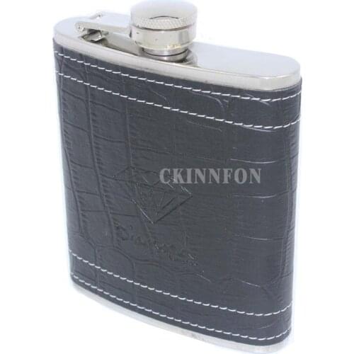 200Pcs/Lot Fashion 7oz Whiskey Hip Flask For Alcohol With Leather Travel Pocket Drink Flasks Liquor Mug Bottle