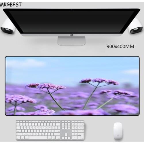 MRGBEST Gaming Mouse Pad Big Size Lavender Pattern Desk Mats Rectangle Speed-control Softy Rubber Computer Pad for Flower Lovers