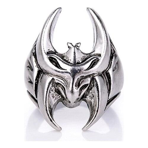 Retro European and American Mens Bat Ring Adjustable Size Metal Opening Jewelry Halloween Index Finger Accessories Gifts