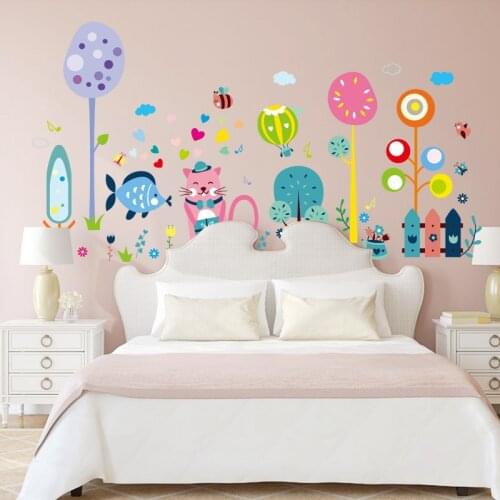 Lovley Cartoon Cats Wall stickers For Kids Room Nice Animals Tree Home Decor Art Wall Mural Fashion Home Decor