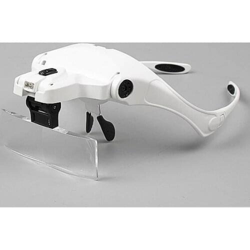 Head Magnifier 2LED Lights Magnifying Glass Handsfree Lamp Headband Optivisor LED Head Wear Maintenance Reading Light