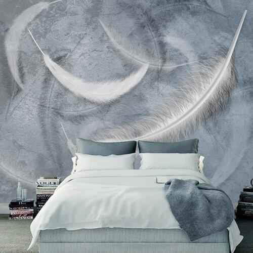 Custom Mural Wallpaper Home Decor 3D White Feather Bedroom Decoration Wall Painting Living Room TV Background Photo Wall Paper