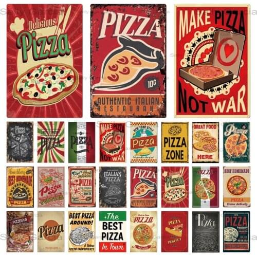 Tin Signs Plaque Metal Vintage Poster Gourmet Pizza Metal Sign Wall Decor For Restaurant Fast Food Bar Pub Club Iron Painting
