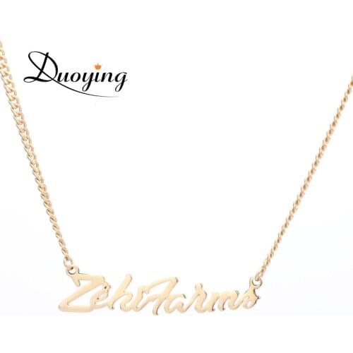 Duoying Custom Name Necklace Gold Cuba Chain Personalized Trendy Necklaces Mans Boys Necklace forWomen Cutting Pendant Necklaces