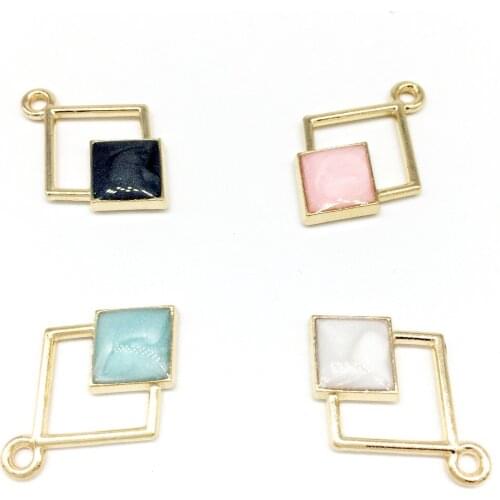 20pcs/lot Jewelry Accessories Gold Color Tone 17*24mm Alloy Geometry Charms Zinc Alloy Oil Drop Charm Pendants For DIY Jewelry