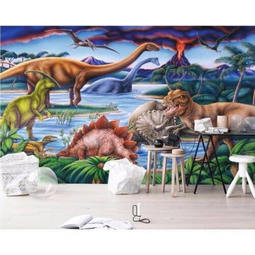 Custom photo 3d wall paper for living room Hand drawn Jurassic Park dinosaur home decor 3d wall murals wallpaper for walls 3 d