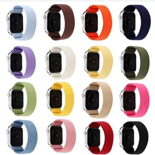 Nylon elastic strap for Apple watch 6 SE 38mm 42mm canvas wristband iwatch5 4 3 2 1solid color elastic band 40mm 44mm