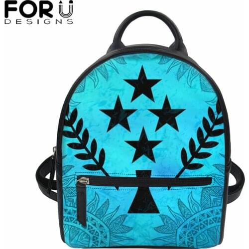 FORUDESIGNS Casual Leather Luxury Backpack for Women Kosrae Polynesian Tribal Pattern New Fashion Female Backpack Mini Mochila