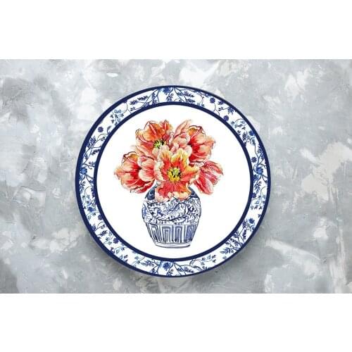 Bleu Blanc Colorful Flower Base 4 PCS