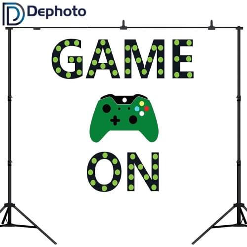 DePhoto Vinyl Game Happy Birthday Party Background Photography Game On Green Joypad Booth Backdrop Photo Studio