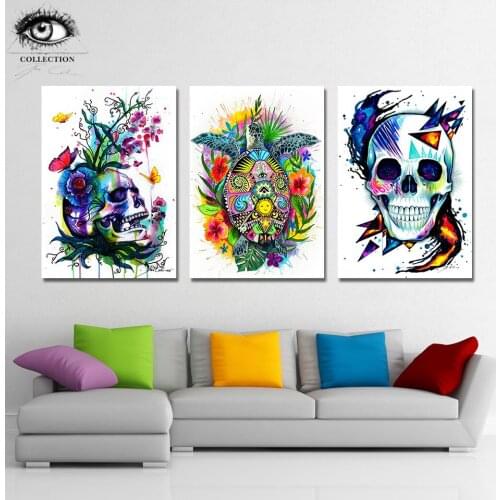 Skull and Turtle Life by Pixie Cold Art HD print 1 piece canvas art Poster abstract portrait Wall Pictures For Living Room