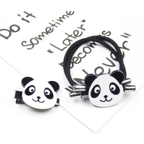 1PCS Lovely Panda Elastic Hair Bands For Girls Chinese Style Clip Headband Scrunchy Hairpin Kids Hair Accessories For Women