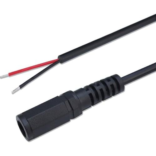 10pcs DC Female Wire NO.18 0.75 Square Line High Power DC5.5*2.5 Single Head Cord Bold DC Cable