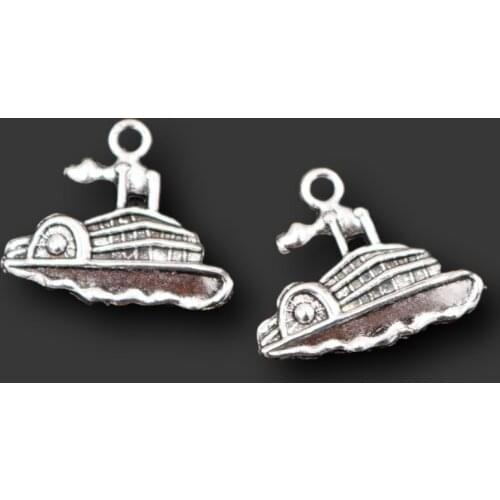 10pcs Silver Plated Cargo Ship Metal Pendant Vintage Necklace keychain DIY Charms Jewelry Crafts Making 24*20mm A1992