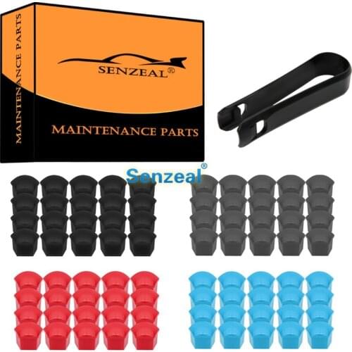 Senzeal Universal 20pcs 21mm Hex Wheel Lug Nut Bolt Cover Cap Wheel Nut Protector Cap For Cars With Removal Tool Colorful Black