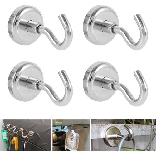 4 Pcs Strong Magnetic Hooks Heavy Duty Wall Hooks Hanger key holder Coat Cup Hanging Hanger Home Kitchen Storage Organization