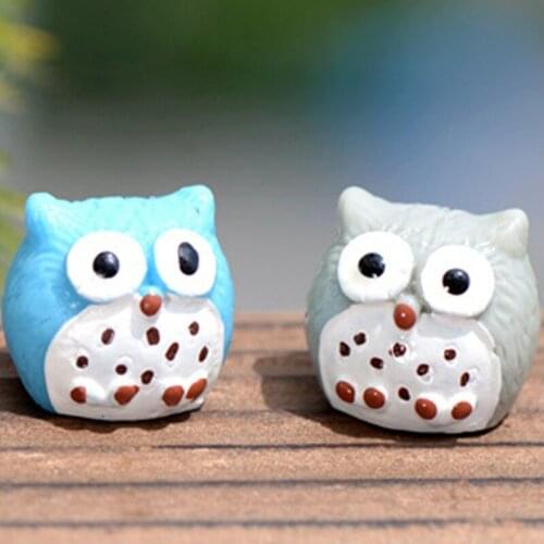 5pcs/set Interesting Little Owl Animal Model Colorful Figurine Home Ornament Glass Decor Miniature Craft Garden Accessories
