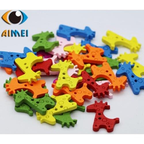 50Pcs/Lot Factory Direct Cartoon Animal Giraffe Buttons Diy Color Children Creative Materials Clothing Accessories