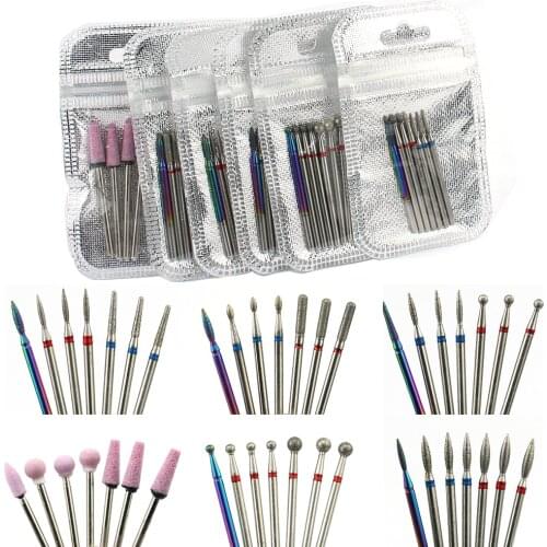 7pcs/Set Diamond Nail Drill Bit Electric Manicure Drills Rotery Milling Cutters Kits Nail Polish Remover Burr Tools Accessories