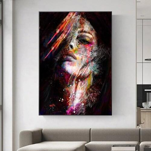 Abstract Wall Art Picture Canvas Painting Girl Face Canvas Oil Painting Wall Picture Poster Print For Living Room Home Decor Art