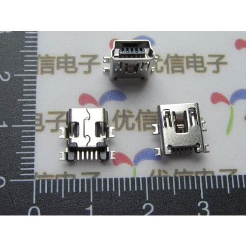 Free shipping 100pcs/lot Mini USB sink plate type middle foot patch master (mini-USB) USB socket 5PF connector fast delivery