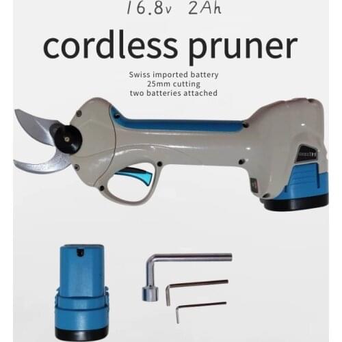 Cordless electric pruner two batteries attaches