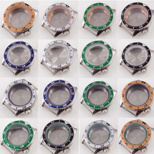 BLIGER fit NH35A NH36A 316L Stainless Steel 42mm Watch Case Chapter Ring Rotating Bezel Ring Flat Sapphire Crystal Screw Crown