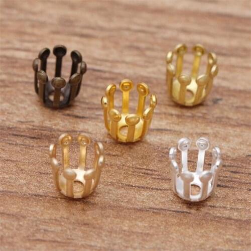 100pcs 5x6mm Claw Flower Spacer Filigree Jewelry Spacer Flowers Motif Charms Loose Bead End Caps for DIY Jewelry Findings