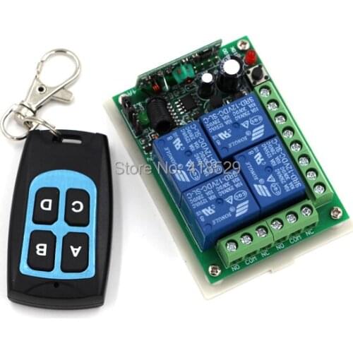 DC 12V 4CH RF Remote Control Switch 315/433MHZ Transmitter and Receiver Newest Design SKU: 5015