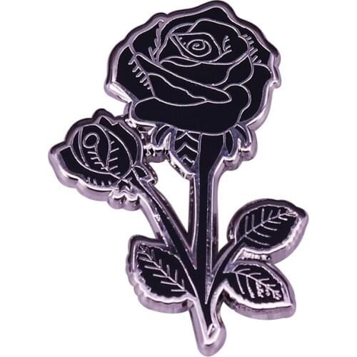 Black roses flowers design enamel pin Show your darker side and deadly feminine touch