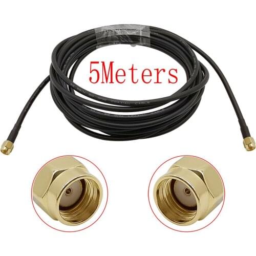 1Piece 5 Meters RP SMA Male Plug to RP SMA Male Plug Connector RG58 50 ohm Coaxial Cable Extension Pigtail Wire Connectors