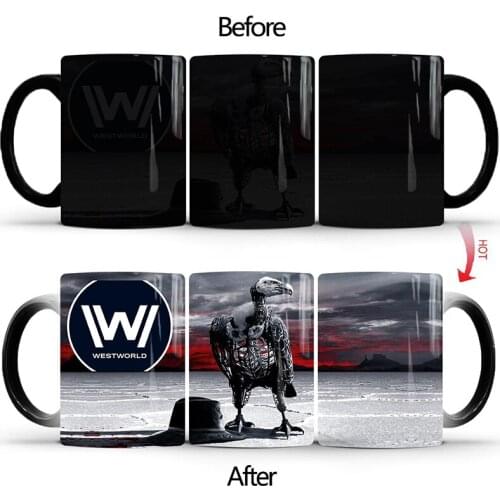 Science Fiction Film Westworld Changing Mug 350ml Ceramic Coffee Milk Tea Mug Creative Heat Sensitive Cup Gifts for Friends