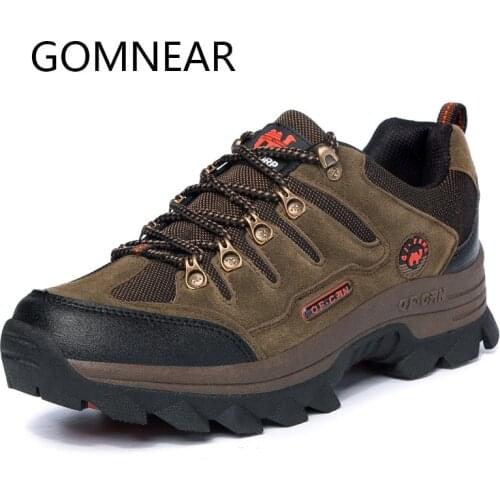 GOMNEAR Summer Outdoor Hiking Sneakers for Men Camel Hiking Shoes Mountain Trekking Shoes Hunting Tourism Tactical Boots Male